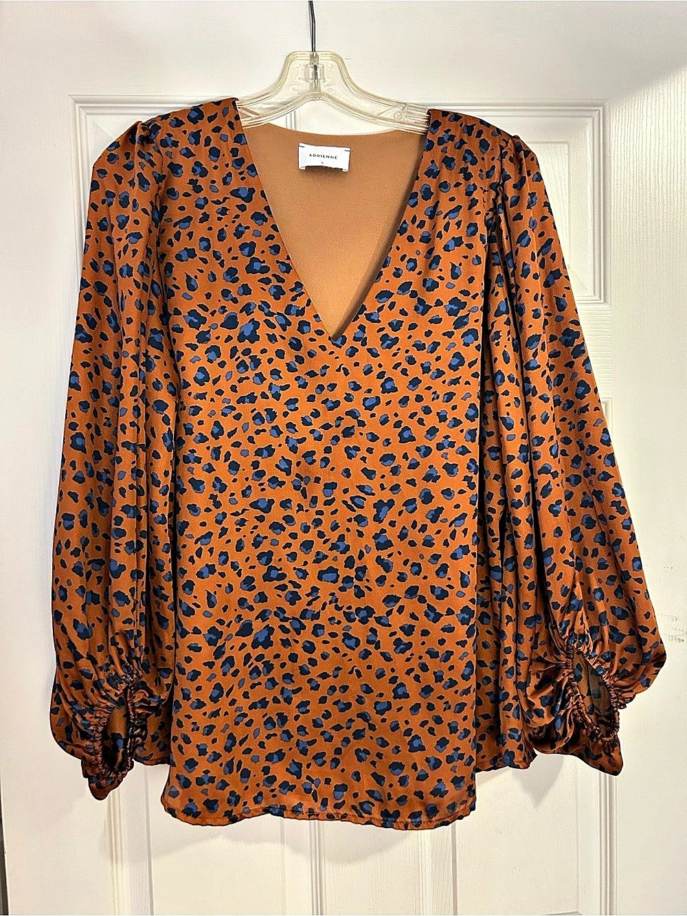 Adrienne Animal Print V-Neck Blouse